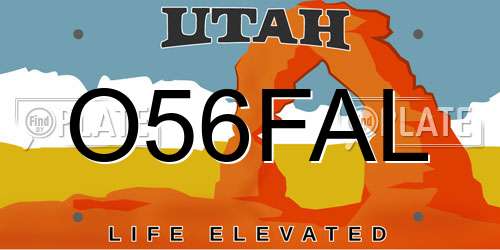 O56FAL Utah License Plate