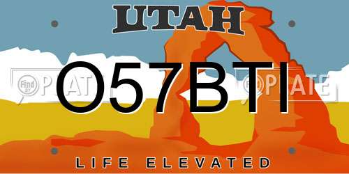 O57BTI Utah License Plate