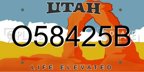 O58425B Utah License Plate