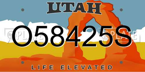 O58425S Utah License Plate