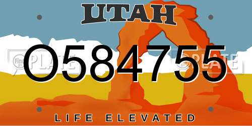 O584755 Utah License Plate