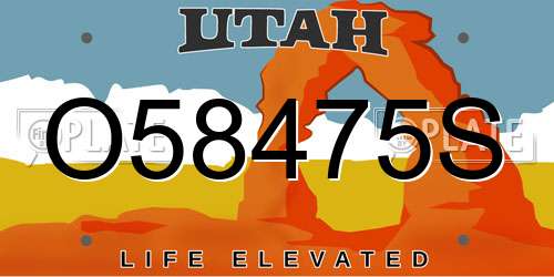 O58475S Utah License Plate