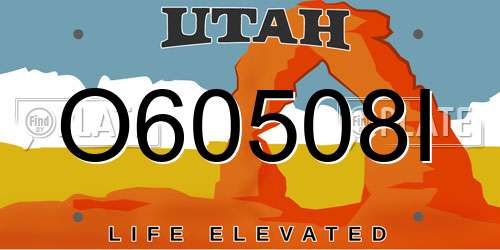 O60508I Utah License Plate