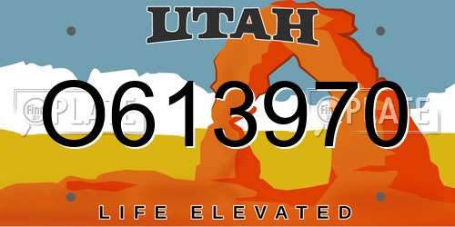 O613970 Utah License Plate