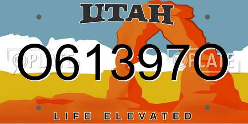 O61397O Utah License Plate