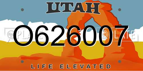 O626007 Utah License Plate