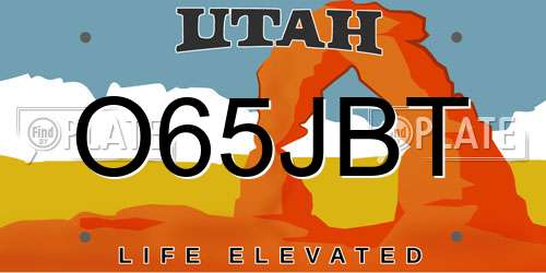 O65JBT Utah License Plate