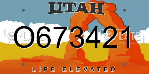 O673421 Utah License Plate
