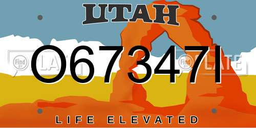 O67347I Utah License Plate