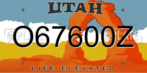 O67600Z Utah License Plate