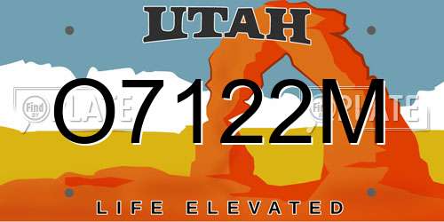 O7122M Utah License Plate