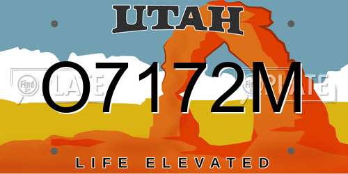 O7172M Utah License Plate
