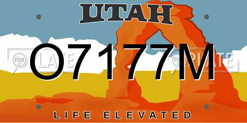 O7177M Utah License Plate