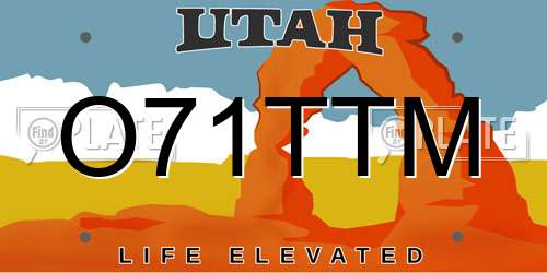 O71TTM Utah License Plate