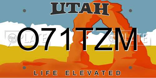 O71TZM Utah License Plate
