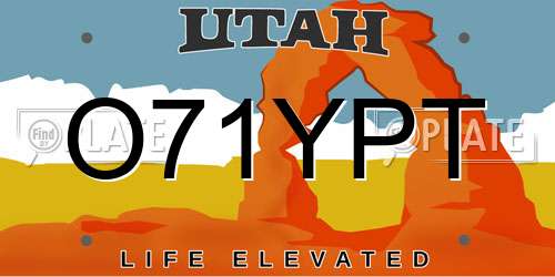 O71YPT Utah License Plate