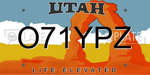 O71YPZ Utah License Plate