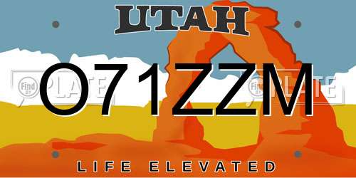 O71ZZM Utah License Plate