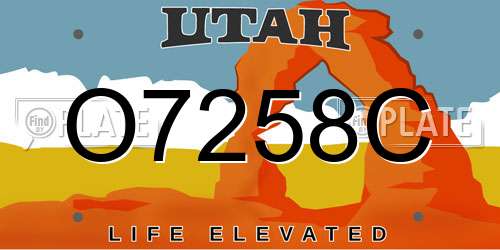 O7258C Utah License Plate