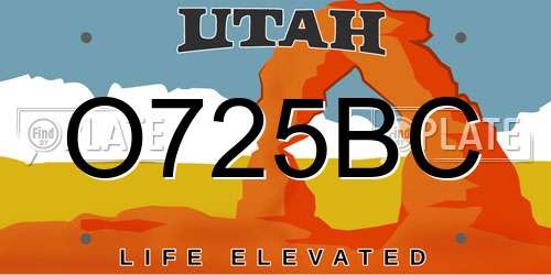 O725BC Utah License Plate