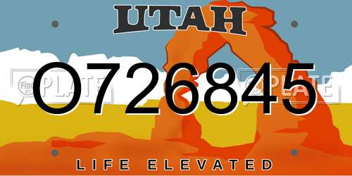 O726845 Utah License Plate