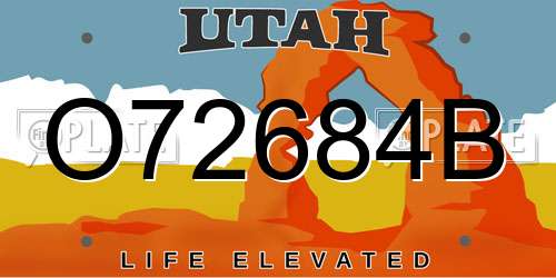O72684B Utah License Plate