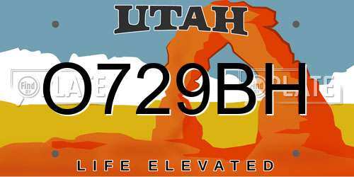 O729BH Utah License Plate