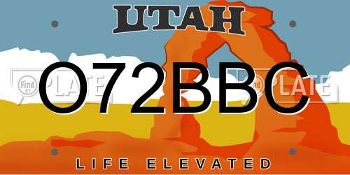 O72BBC Utah License Plate