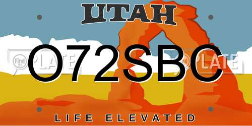 O72SBC Utah License Plate