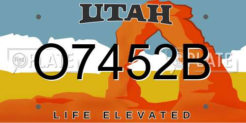 O7452B Utah License Plate