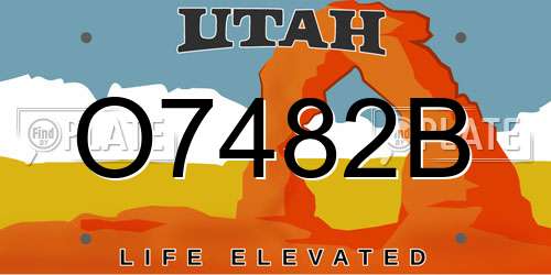 O7482B Utah License Plate