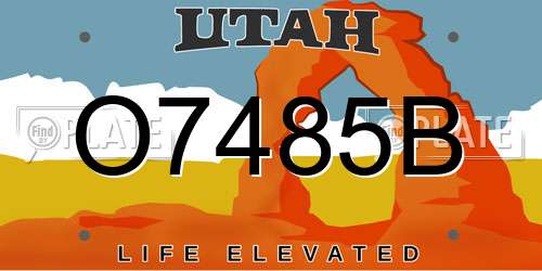O7485B Utah License Plate