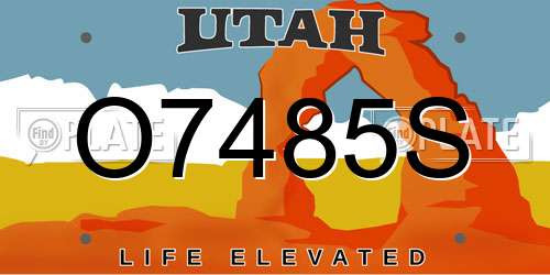 O7485S Utah License Plate