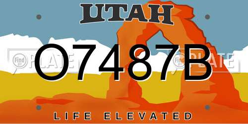 O7487B Utah License Plate