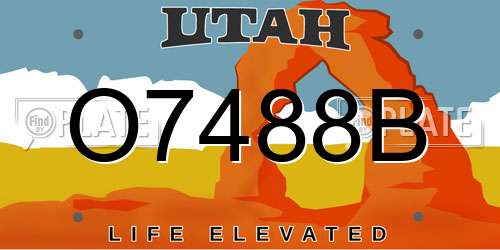 O7488B Utah License Plate