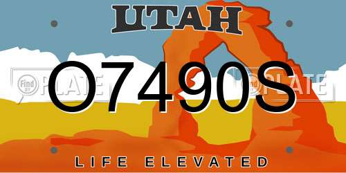 O7490S Utah License Plate