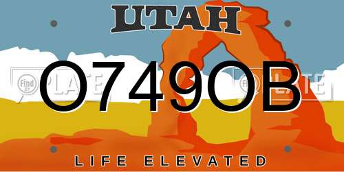 O749OB Utah License Plate