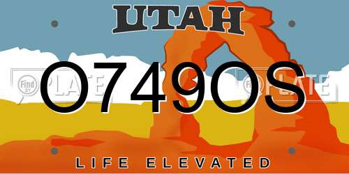 O749OS Utah License Plate