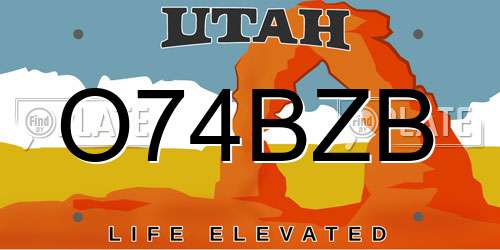 O74BZB Utah License Plate