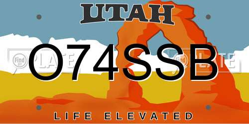 O74SSB Utah License Plate