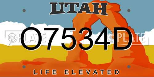 O7534D Utah License Plate