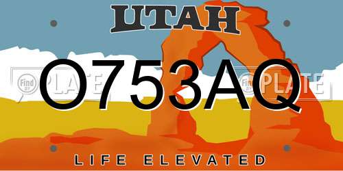 O753AQ Utah License Plate