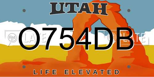 O754DB Utah License Plate