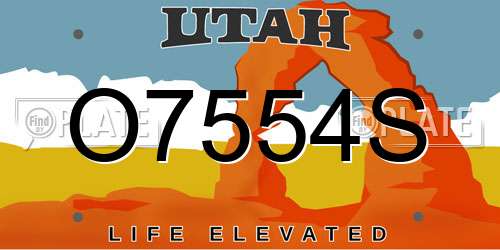 O7554S Utah License Plate