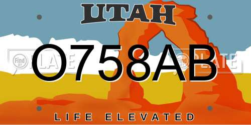 O758AB Utah License Plate