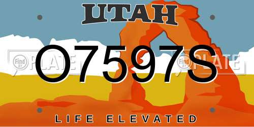O7597S Utah License Plate