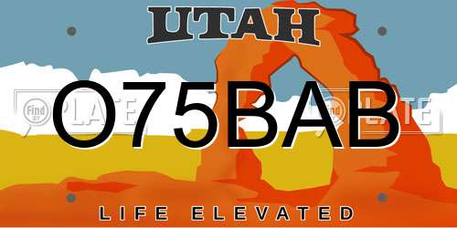 O75BAB Utah License Plate