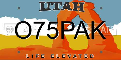 O75PAK Utah License Plate