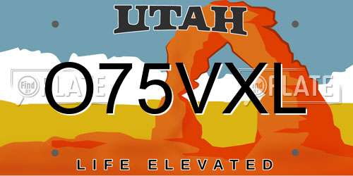 O75VXL Utah License Plate