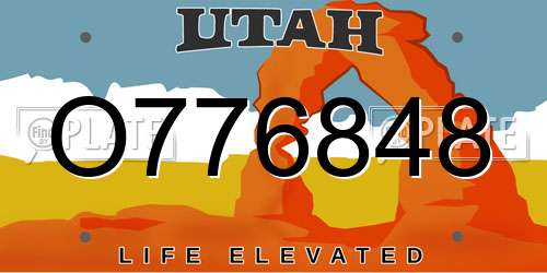 O776848 Utah License Plate